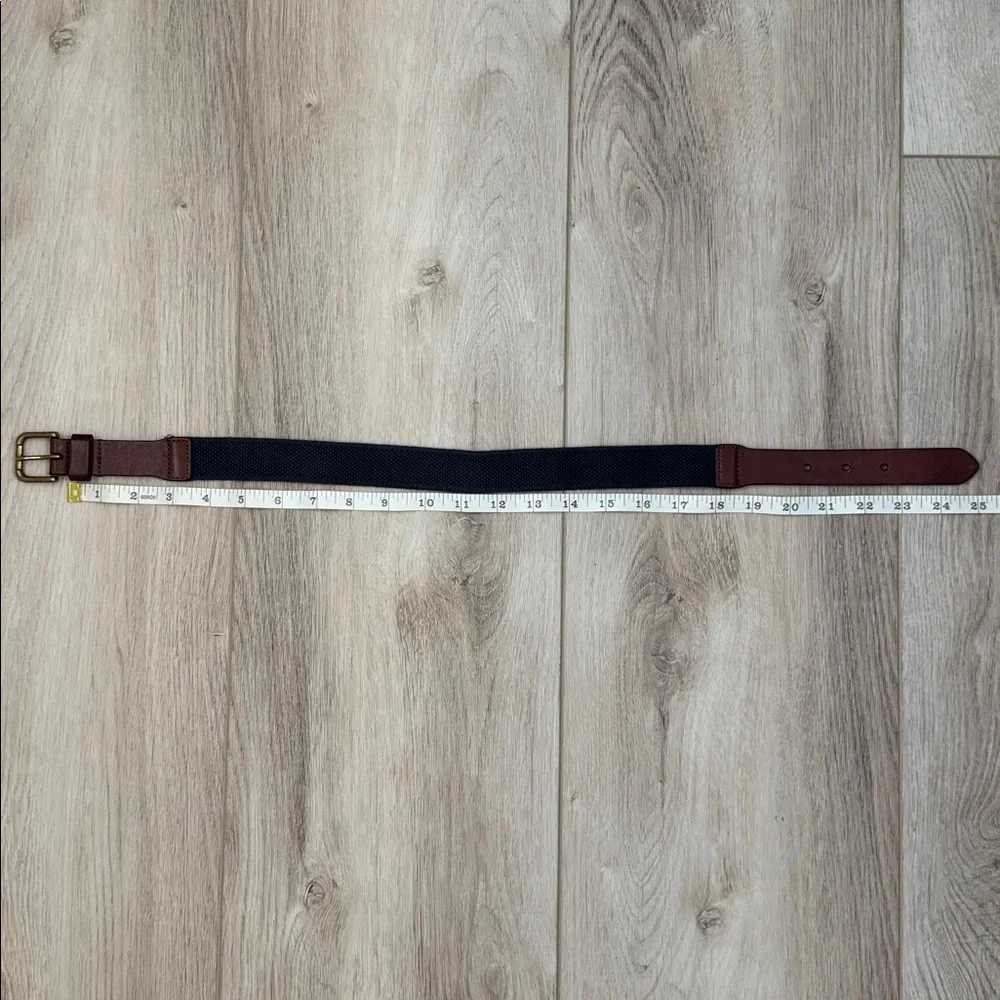 Polo Ralph Lauren Brown Leather and Navy blue Woven Belt.